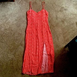 Forever XII red mid-dress with white floral pattern